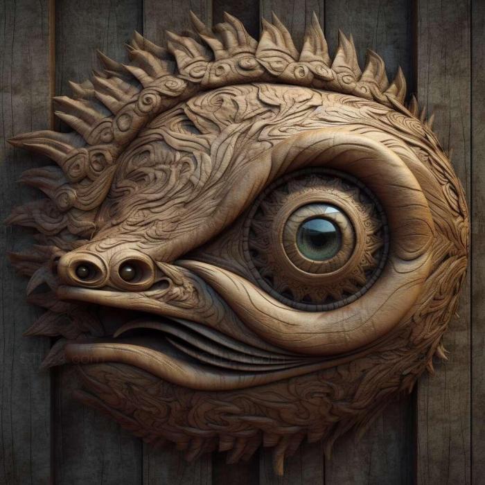 Природа и животные (Рыба с драконьим глазом 4, NATURE_2332) 3D модель для ЧПУ станка
